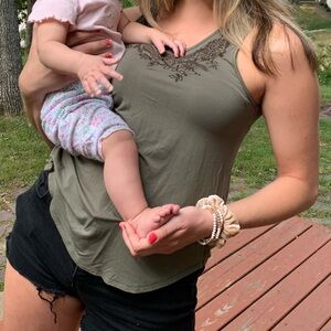 American Eagle Outfitters Embroidered Favorite Tank Top